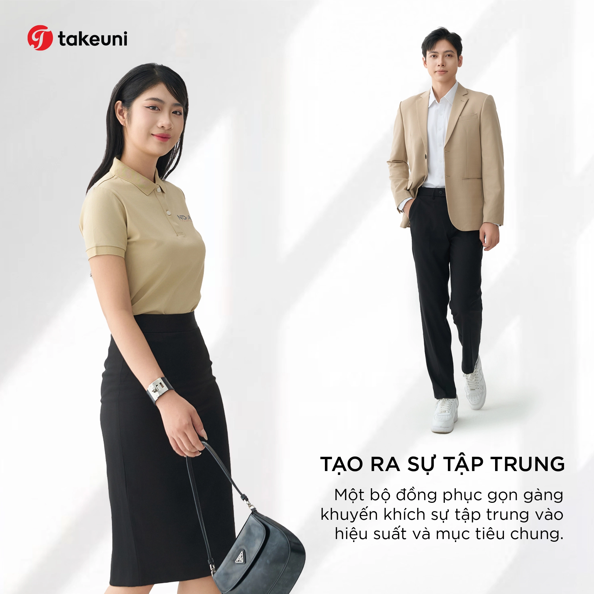 Tạo Ra Sự Tập Trung: Một bộ đồng phục gọn gàng, không chi tiết thừa giúp tạo ra một không gian làm việc ngăn nắp, khuyến khích sự tập trung vào hiệu suất và mục tiêu chung.