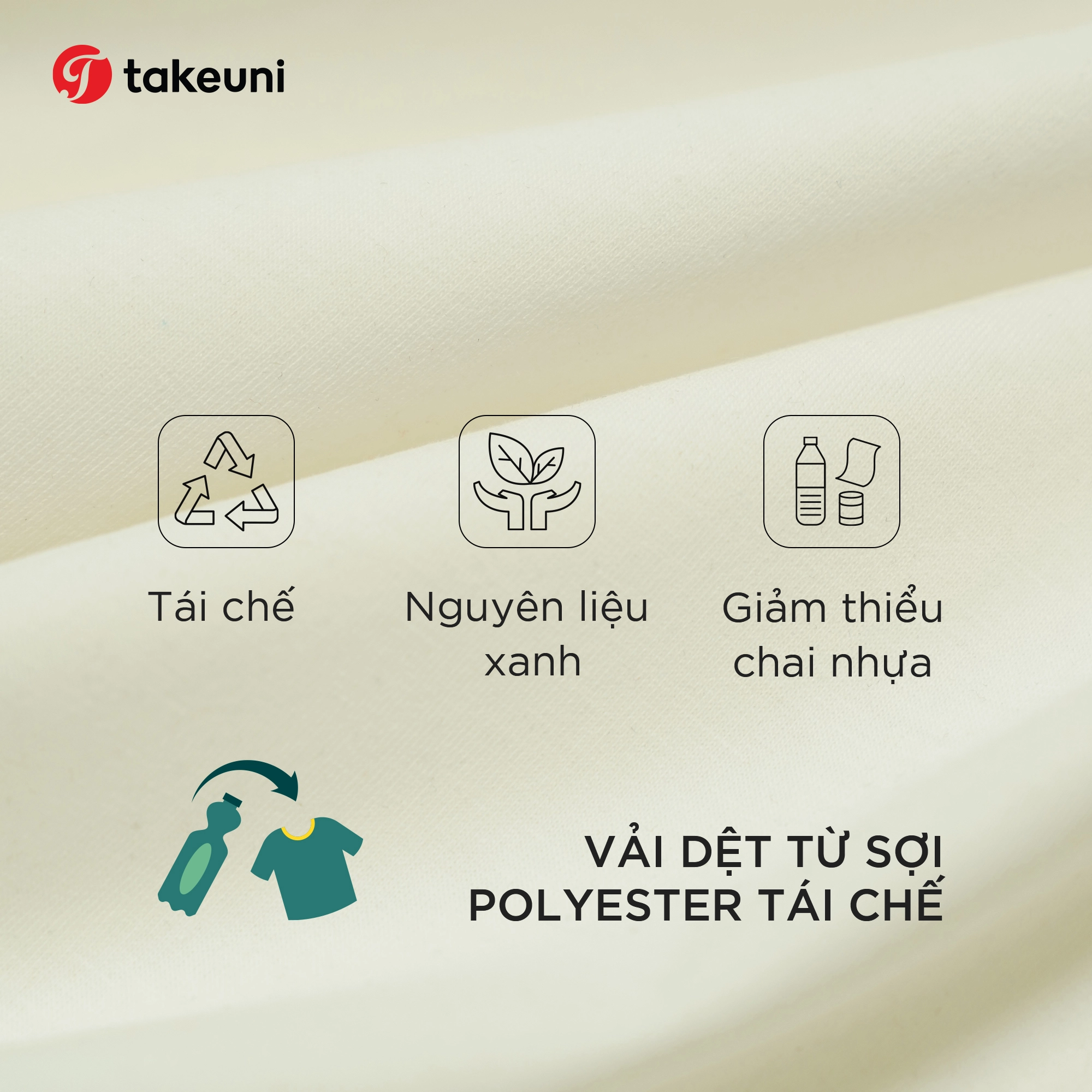 Sợi vải được dệt từ sợi Polyester tái chê.