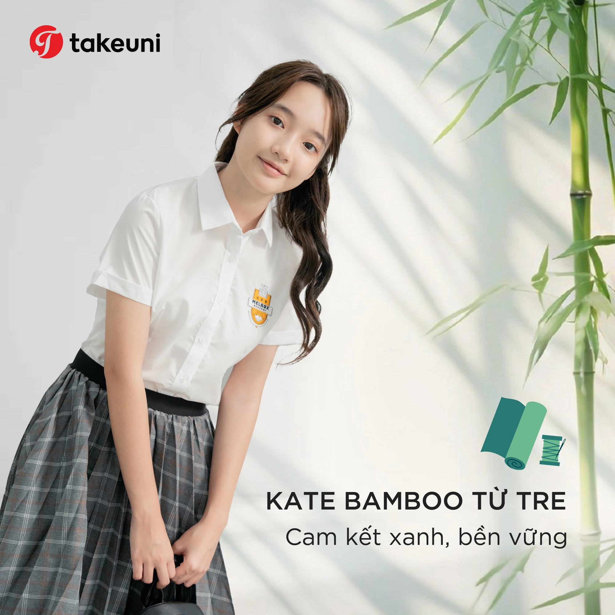 Chất liệu Kate Bamboo từ tre giúp đồng phục luôn bền đẹp.