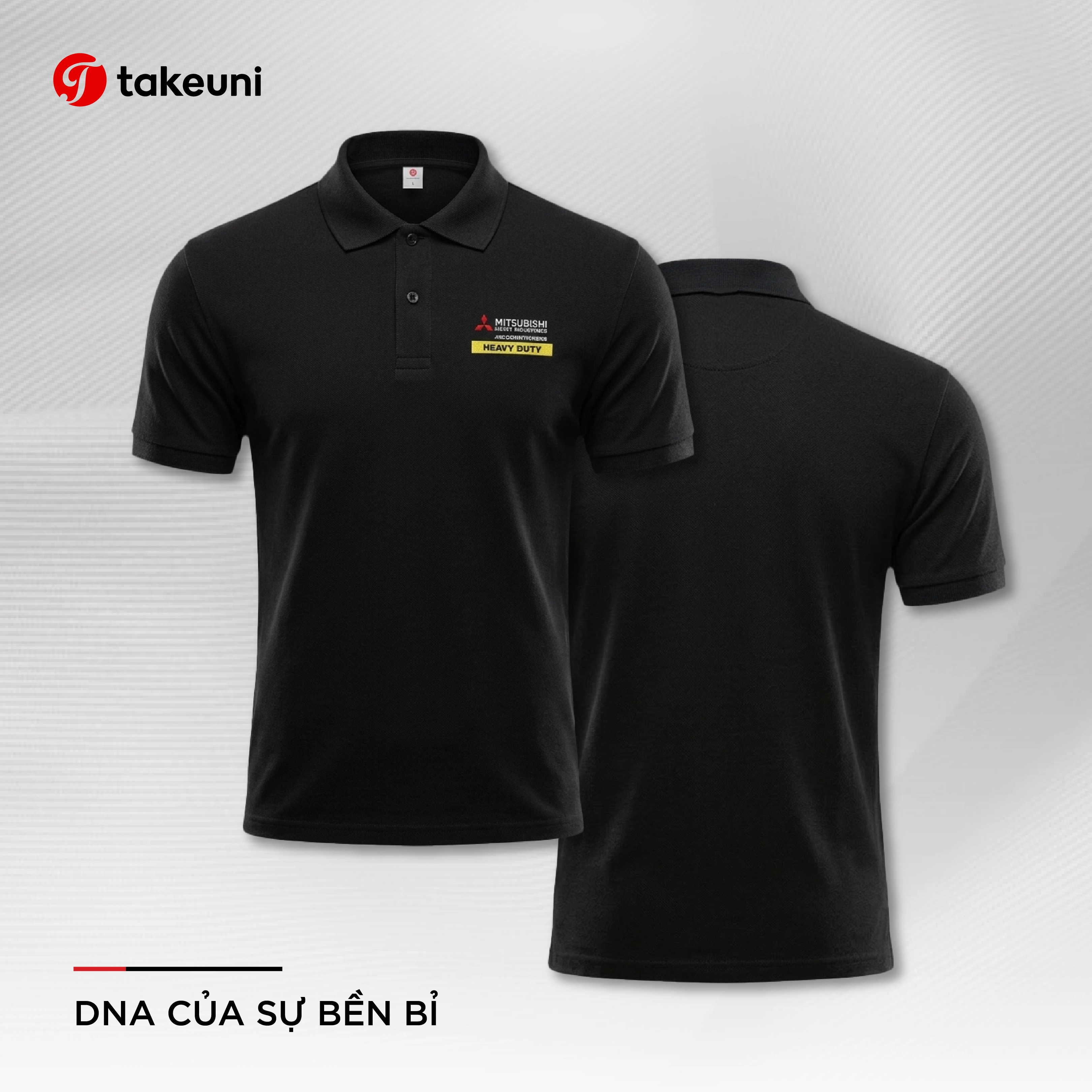 Chi tiết kỹ thuật may đồng phục Mitsubishi tại TakeUni