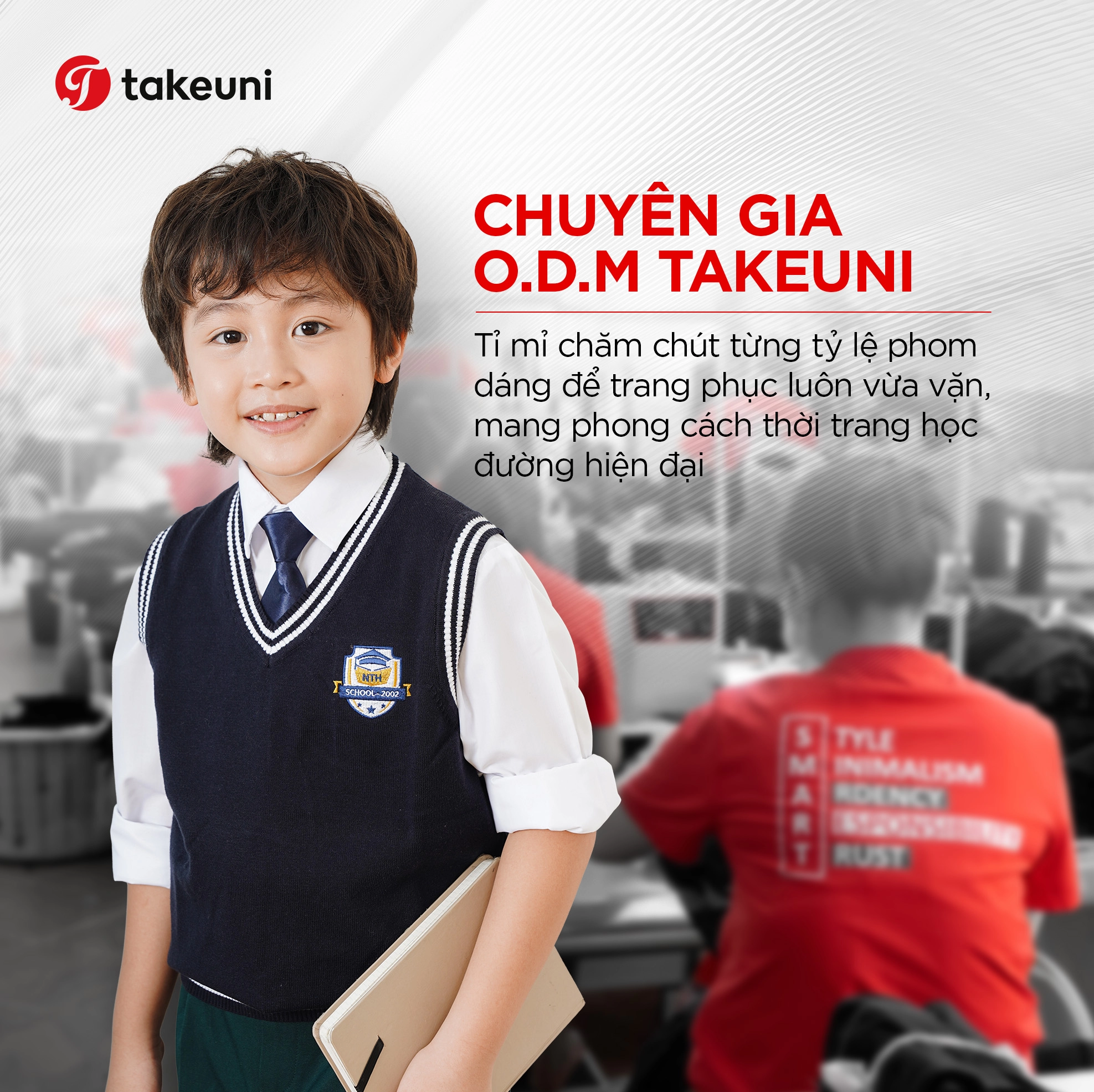 Chuyên gia ODM TakeUni chăm chút tỷ lệ phom dáng thời trang học đường