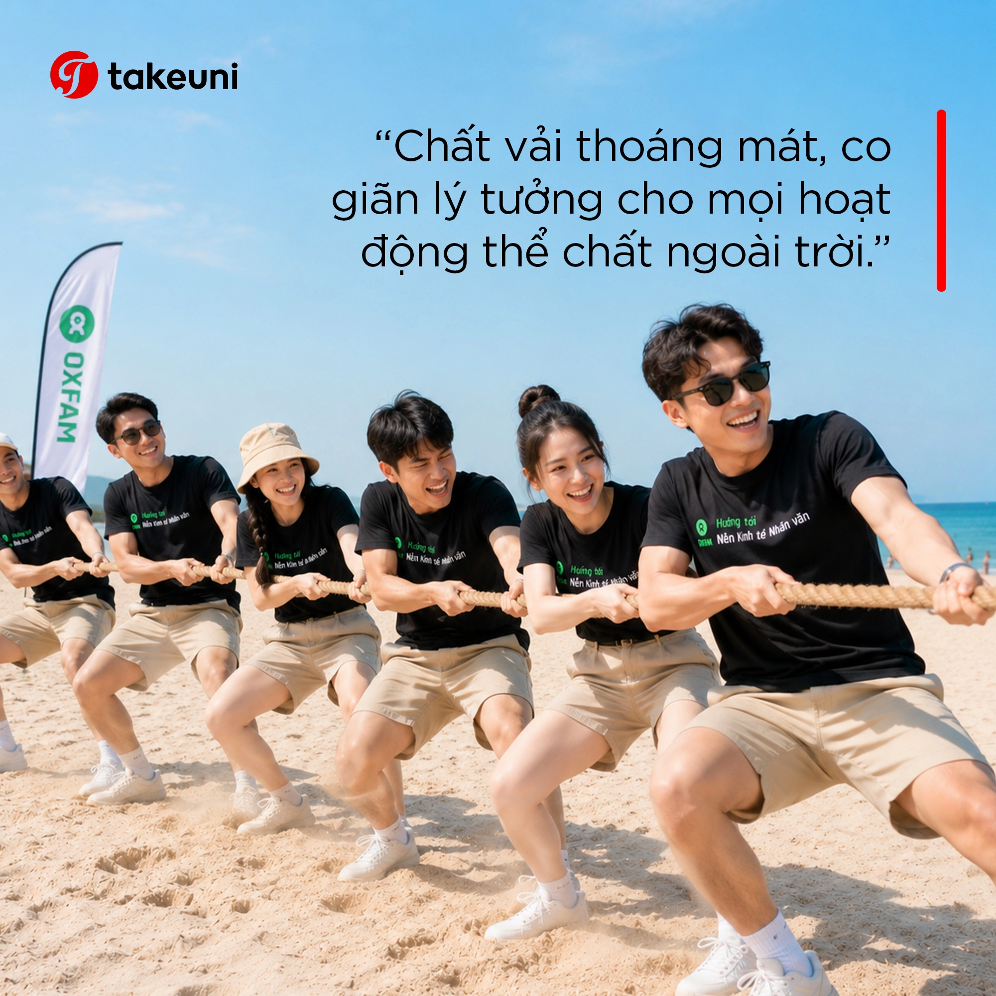Tập thể Oxfam tự tin vận động ngoài trời nhờ đồng phục T-Shirt thoáng mát