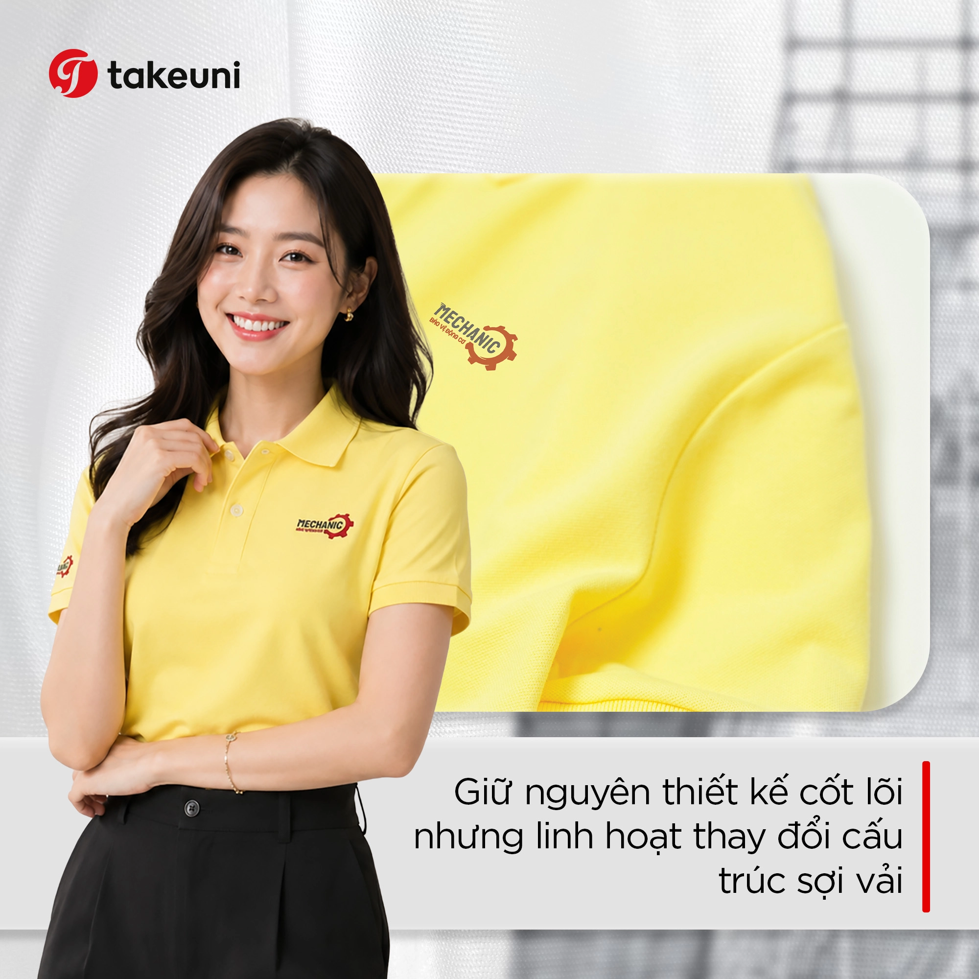 Giữ nguyên thiết kế áo polo doanh nghiệp nhưng linh hoạt thay đổi cấu trúc sợi vải