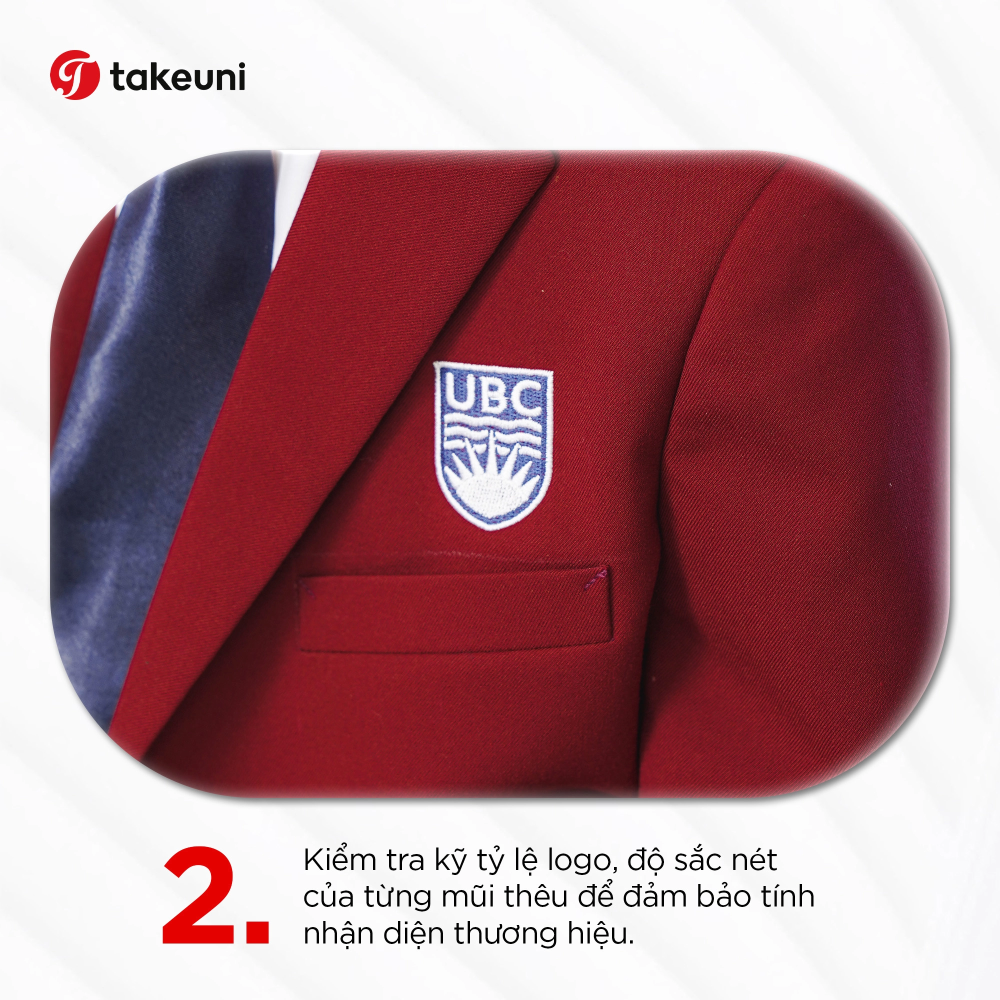 Kiểm tra kỹ tỷ lệ logo và độ sắc nét của mũi thêu khi may đồng phục học sinh