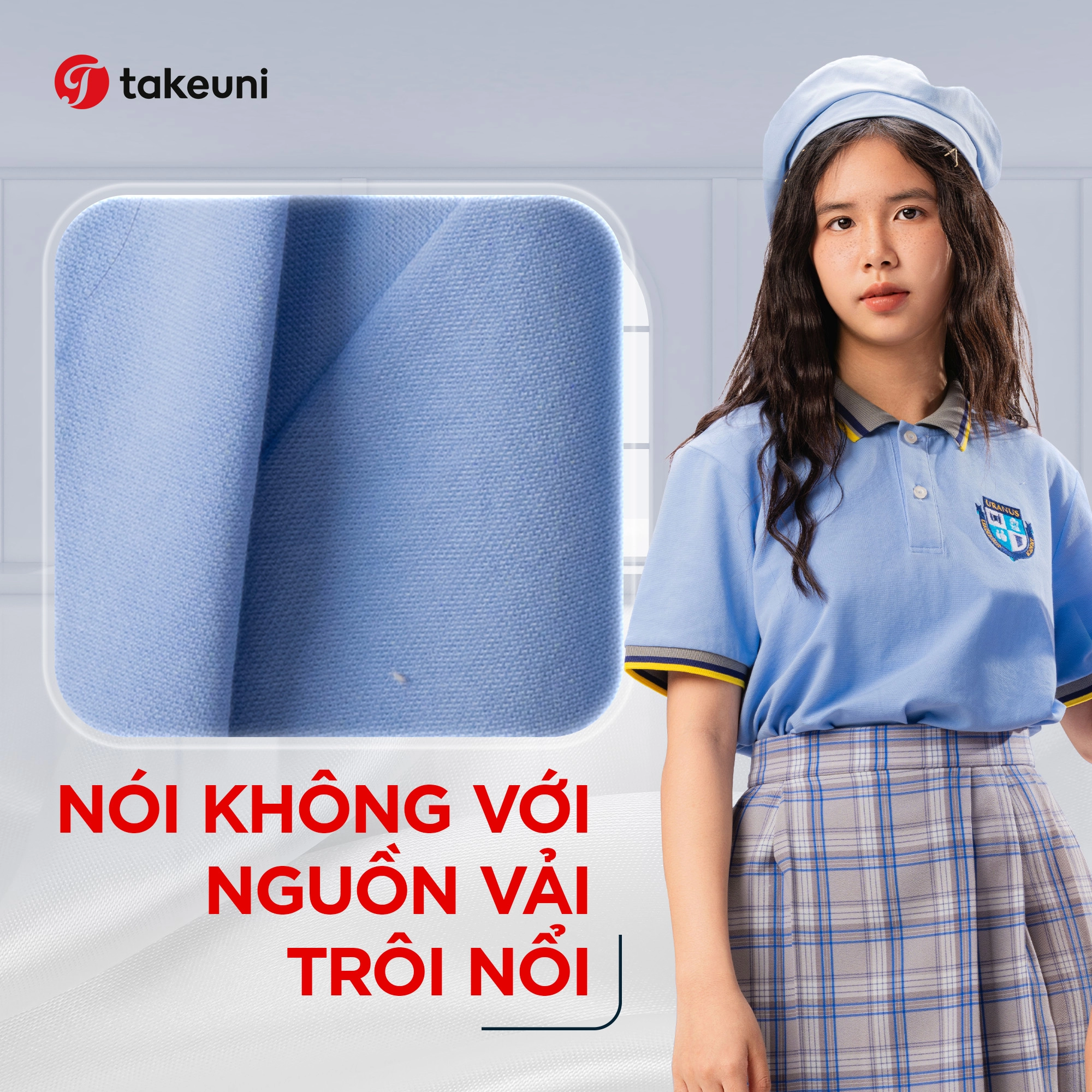 TakeUni kiên quyết nói không với nguồn vải trôi nổi để may đồng phục học sinh an toàn