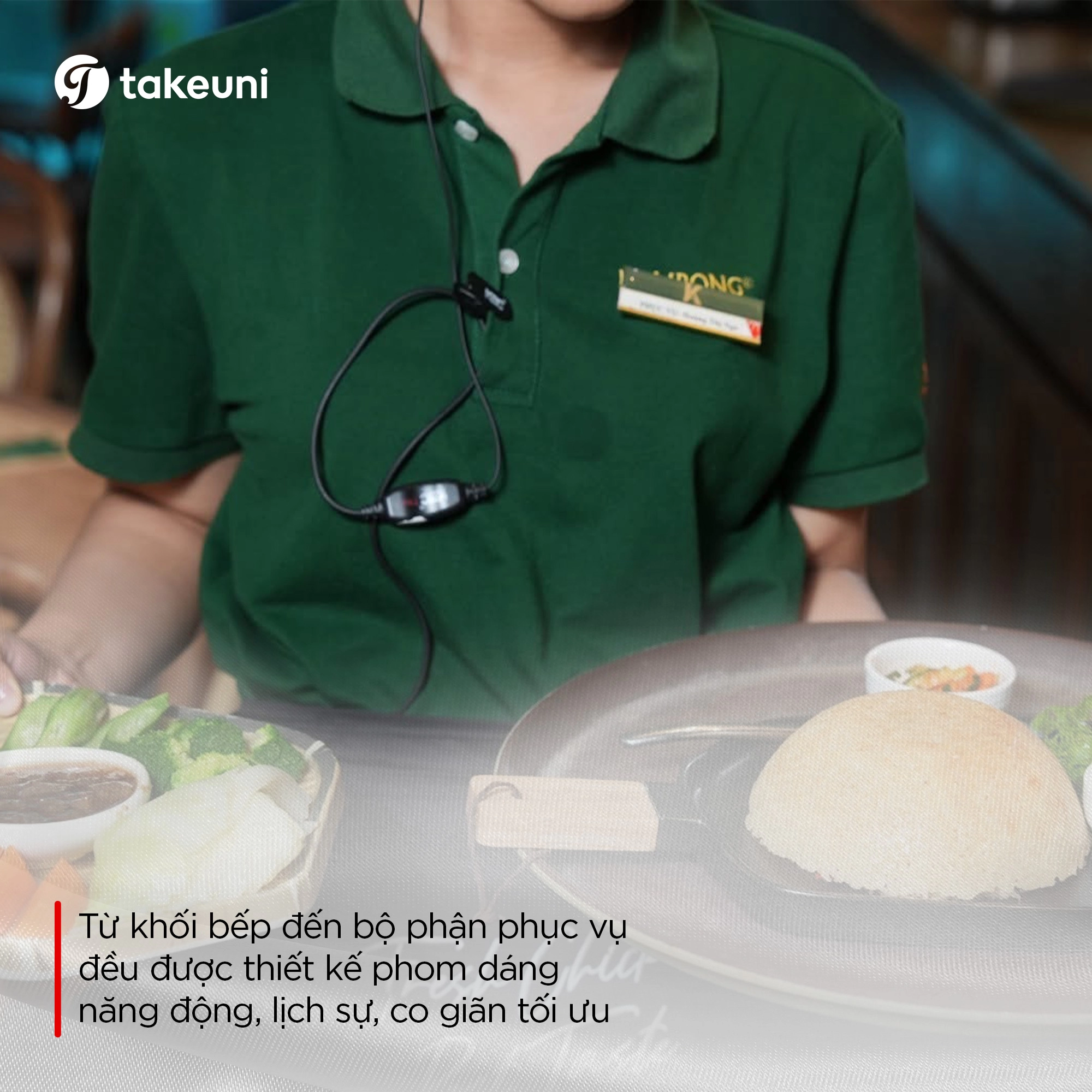Phom dáng đồng phục nhân viên phục vụ nhà hàng lịch sự năng động TakeUni