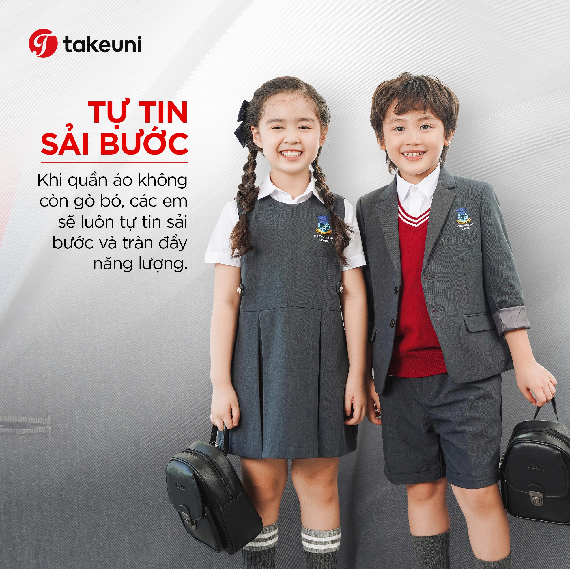 Học sinh tự tin sải bước với đồng phục học sinh thời trang hiện đại từ TakeUni