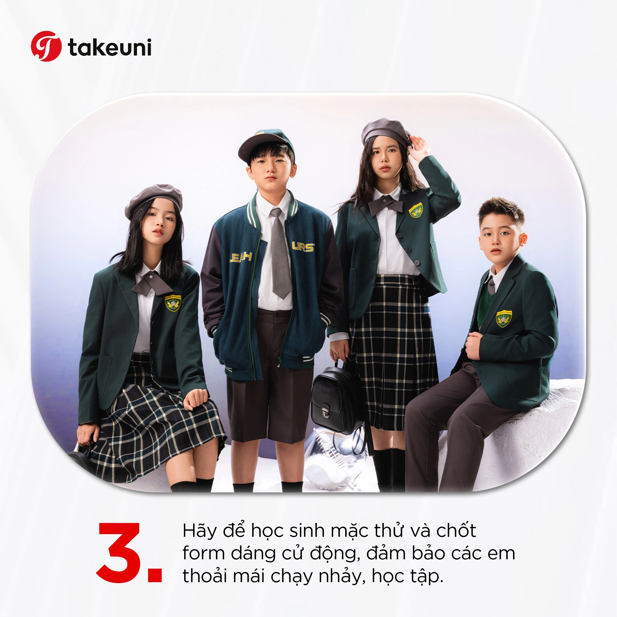 ọc sinh mặc thử chốt form dáng chuẩn cử động thoải mái học tập vui chơi