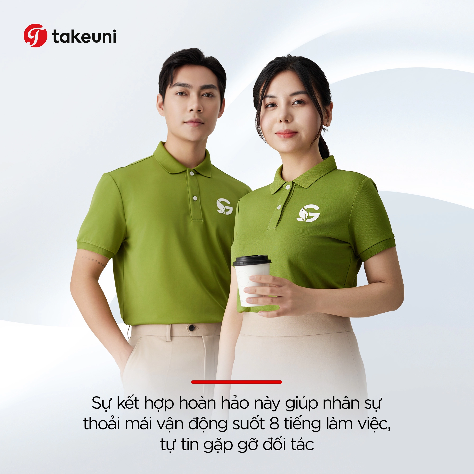 Nhân sự thoải mái vận động suốt 8 tiếng với bộ đồng phục công sở TakeUni