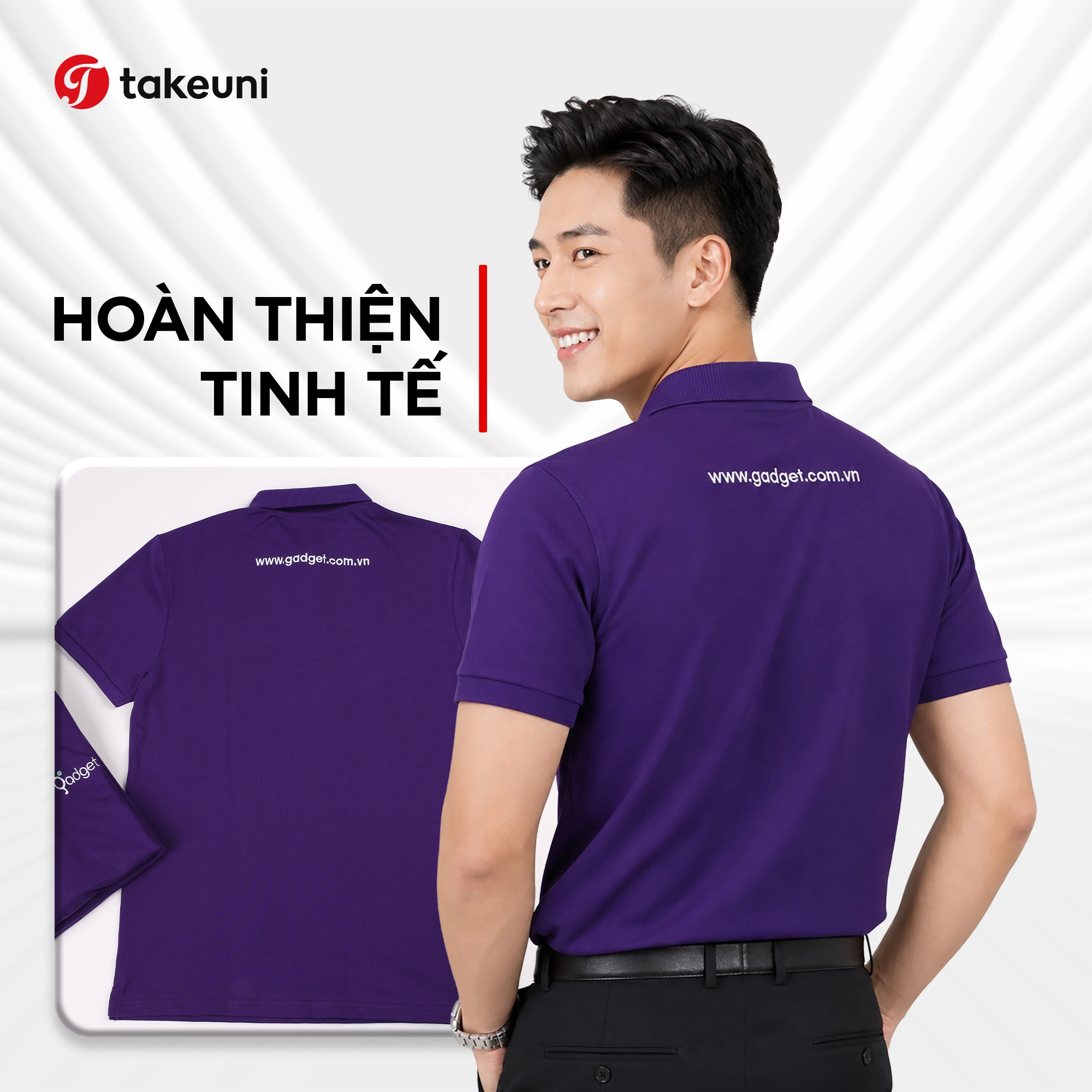 Hoàn thiện tinh tế chi tiết thêu website trên áo polo đồng phục Gadget Việt Nam