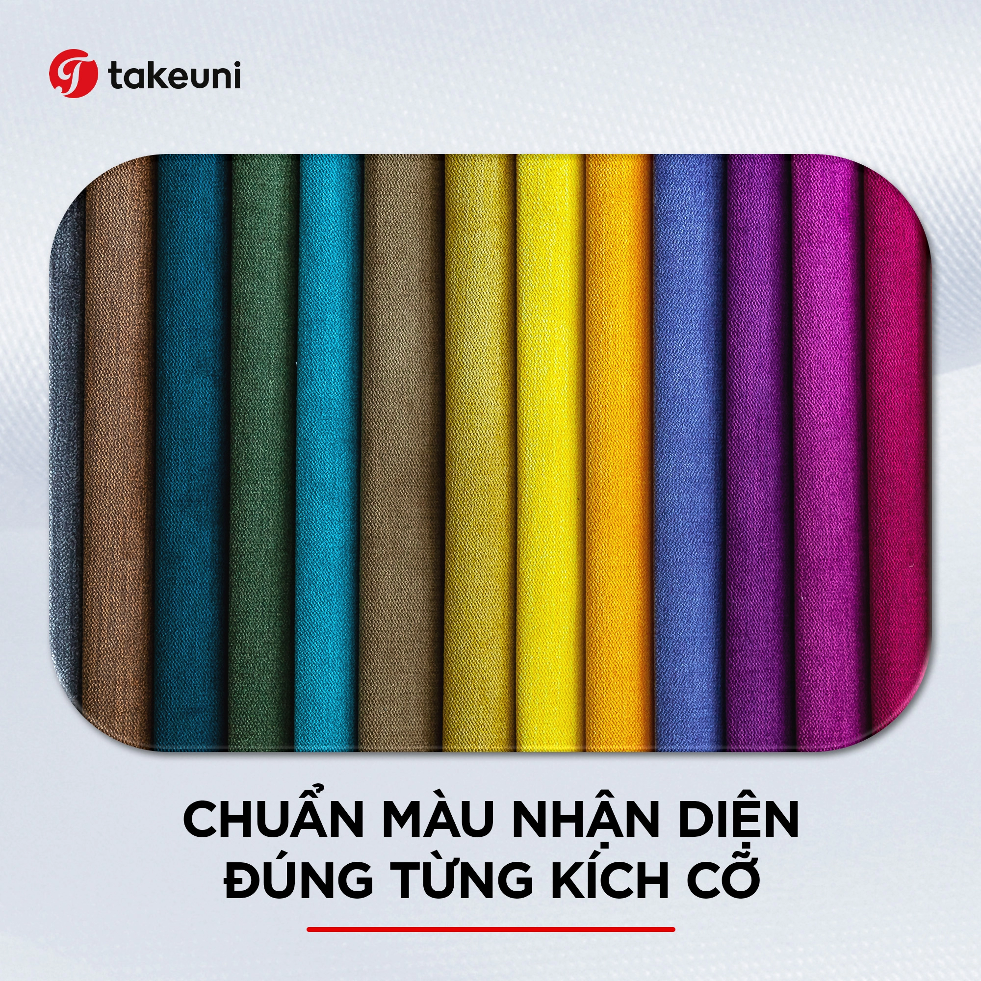 Bảng màu vải dệt may chuẩn màu nhận diện đúng từng kích cỡ size TakeUni