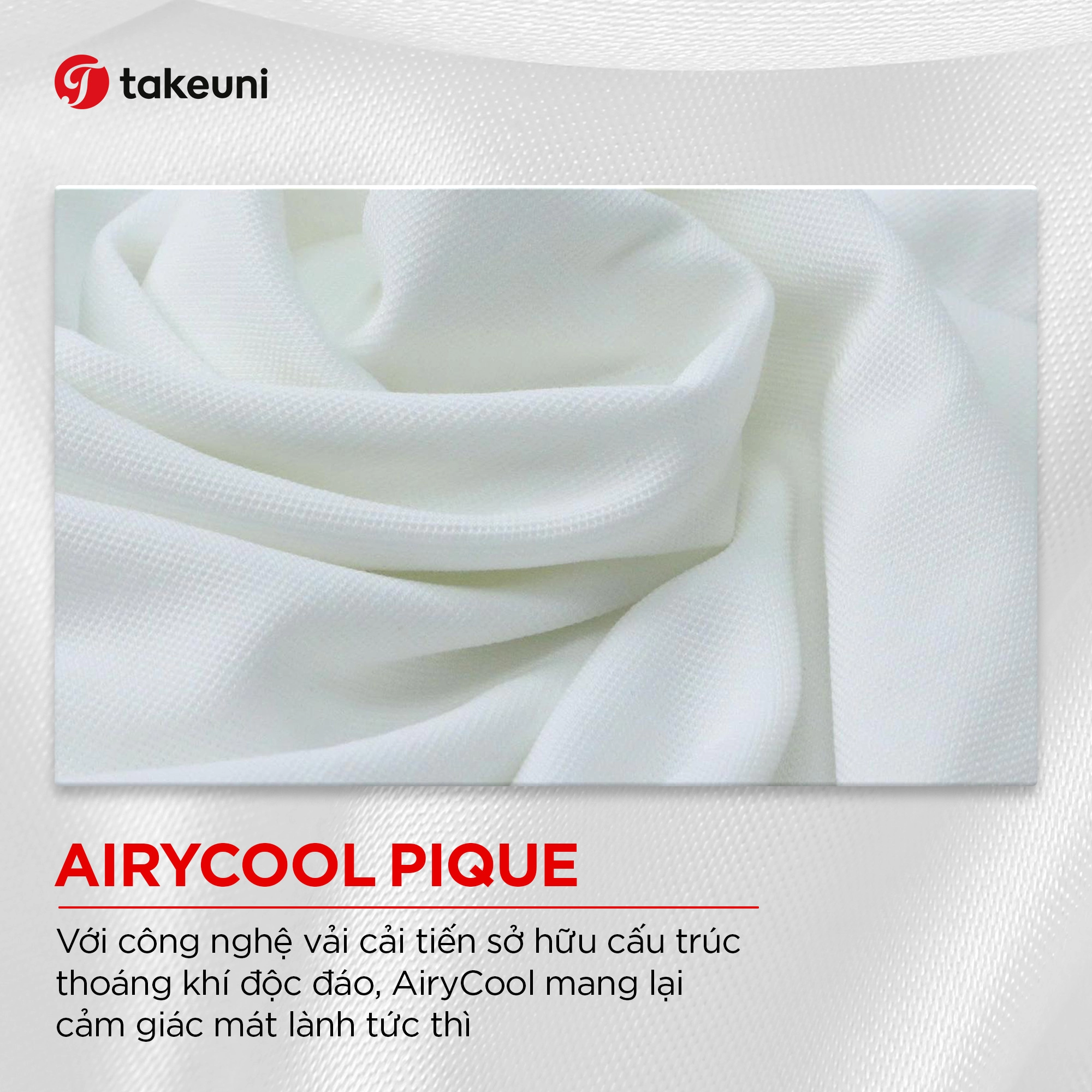 Công nghệ vải AiryCool Pique thoáng khí trong thiết kế đồng phục áo Polo TakeUni