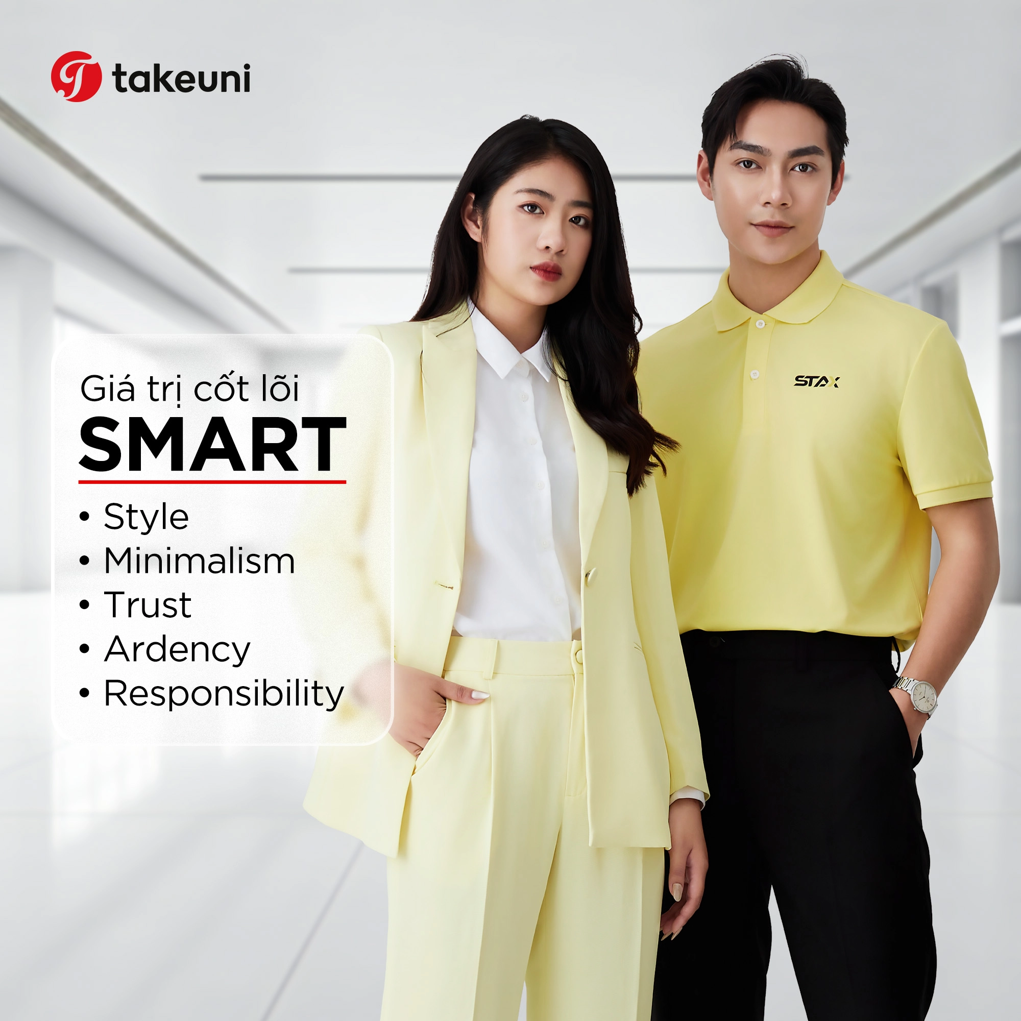 Hệ giá trị cốt lõi SMART trong thiết kế đồng phục doanh nghiệp TakeUni