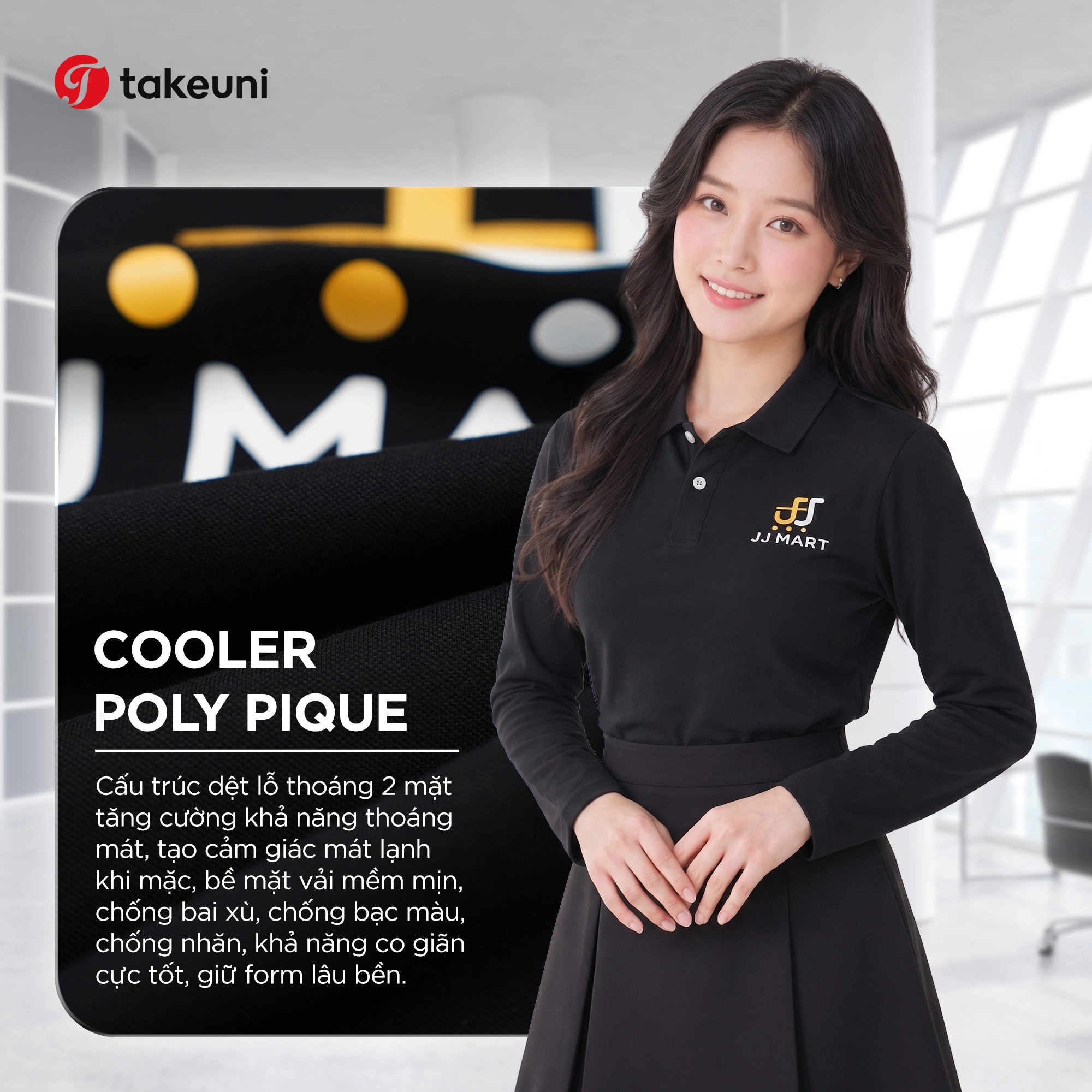 Chất liệu Cooler Poly Pique ứng dụng trên áo polo công sở thu đông