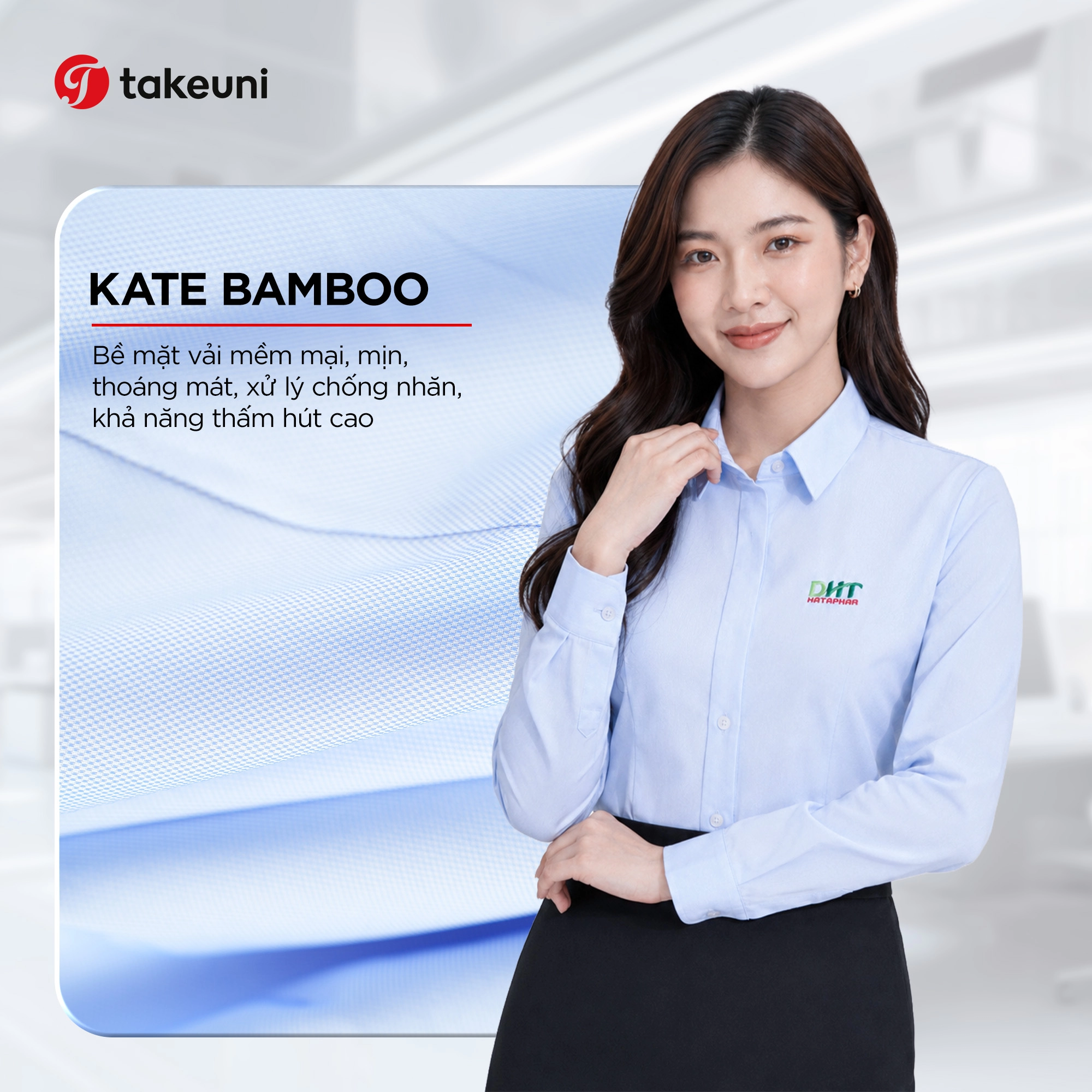 Chất liệu vải Kate Bamboo may áo sơ mi công sở mềm mại chống nhăn