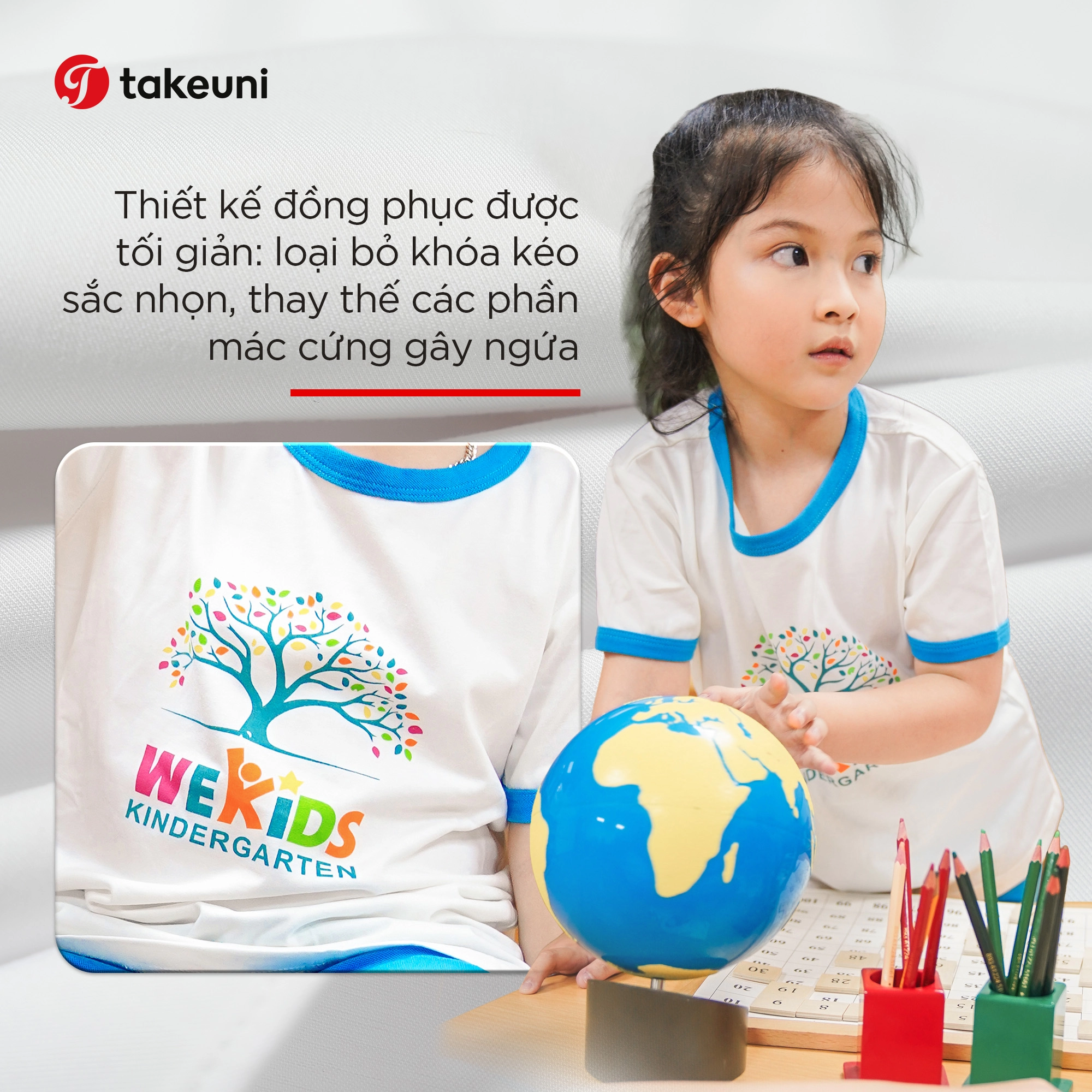 Thiết kế đồng phục mầm non tối giản loại bỏ mác cứng