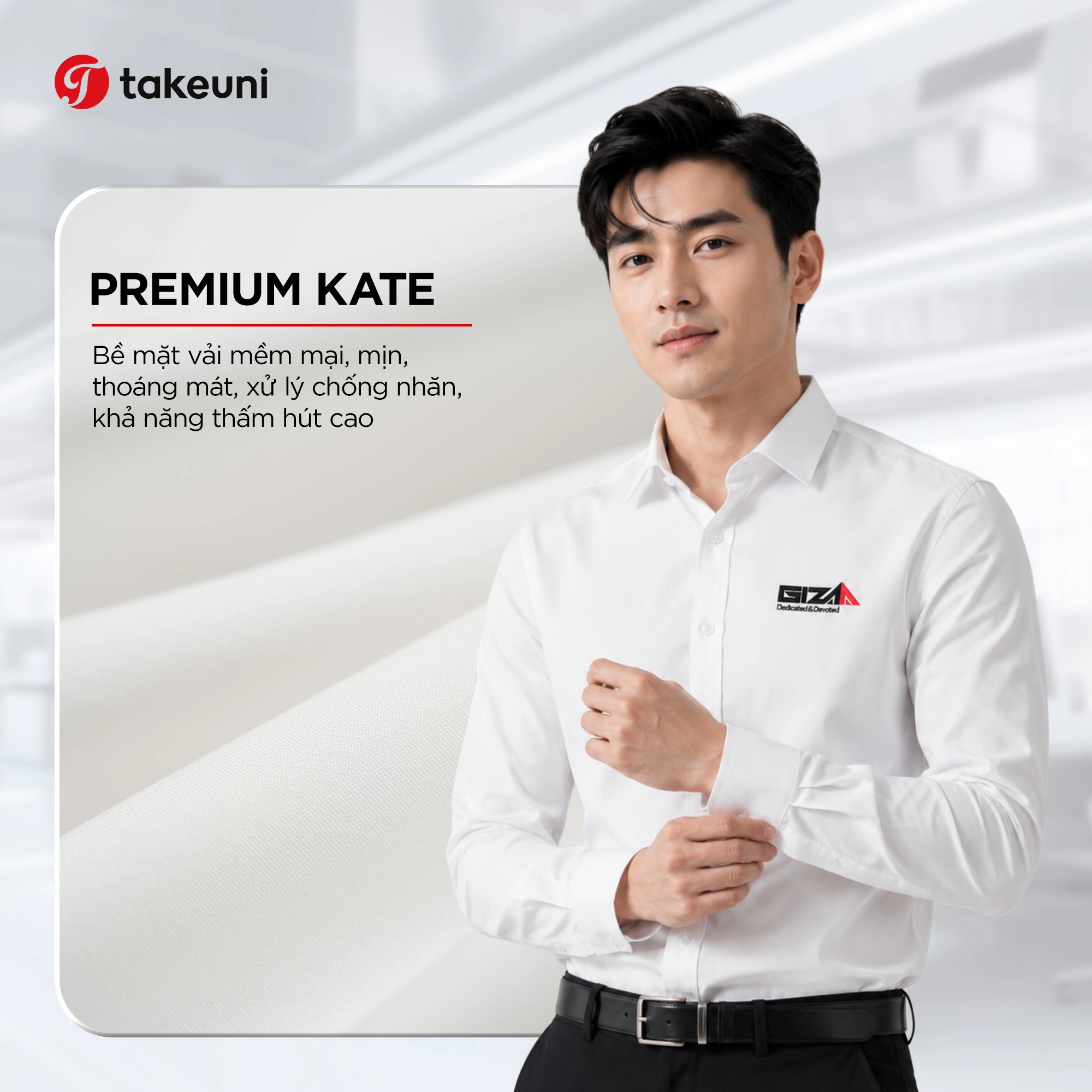 Chất liệu Premium Kate Ý may áo sơ mi công sở đứng form chống nhăn
