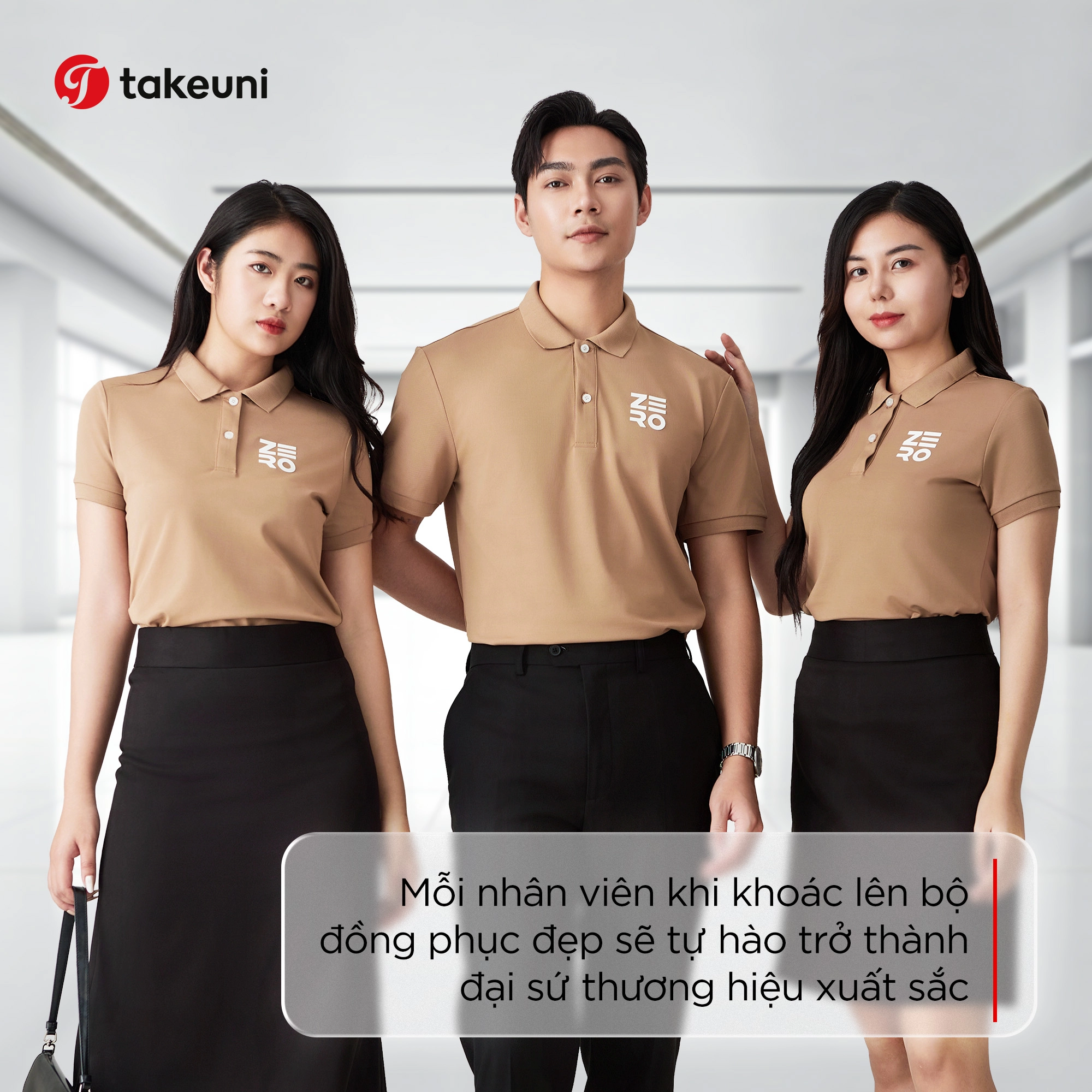 Nhân viên tự hào khi mặc đồng phục doanh nghiệp TakeUni