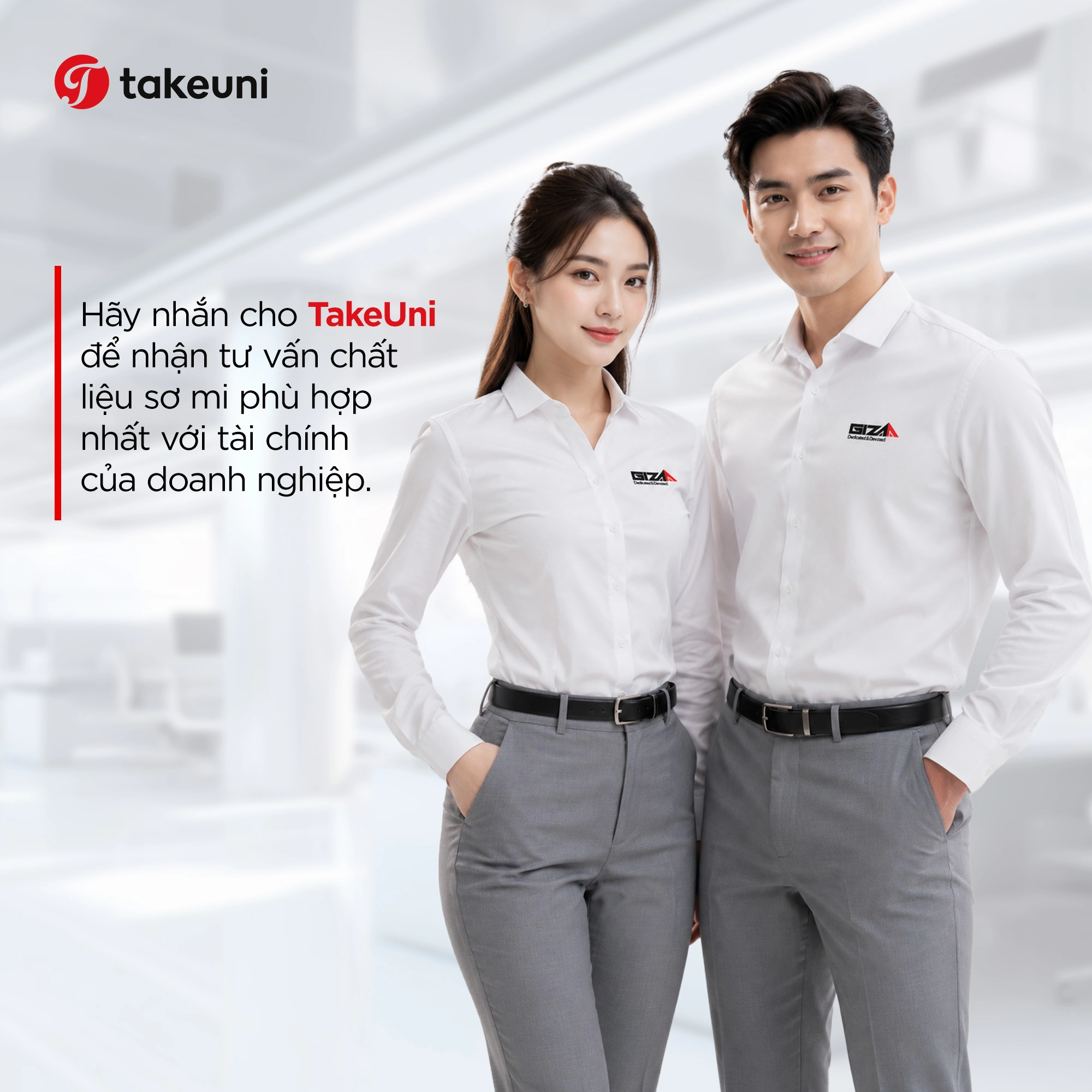 Nhận tư vấn chất liệu sơ mi công sở phù hợp tài chính doanh nghiệp TakeUni