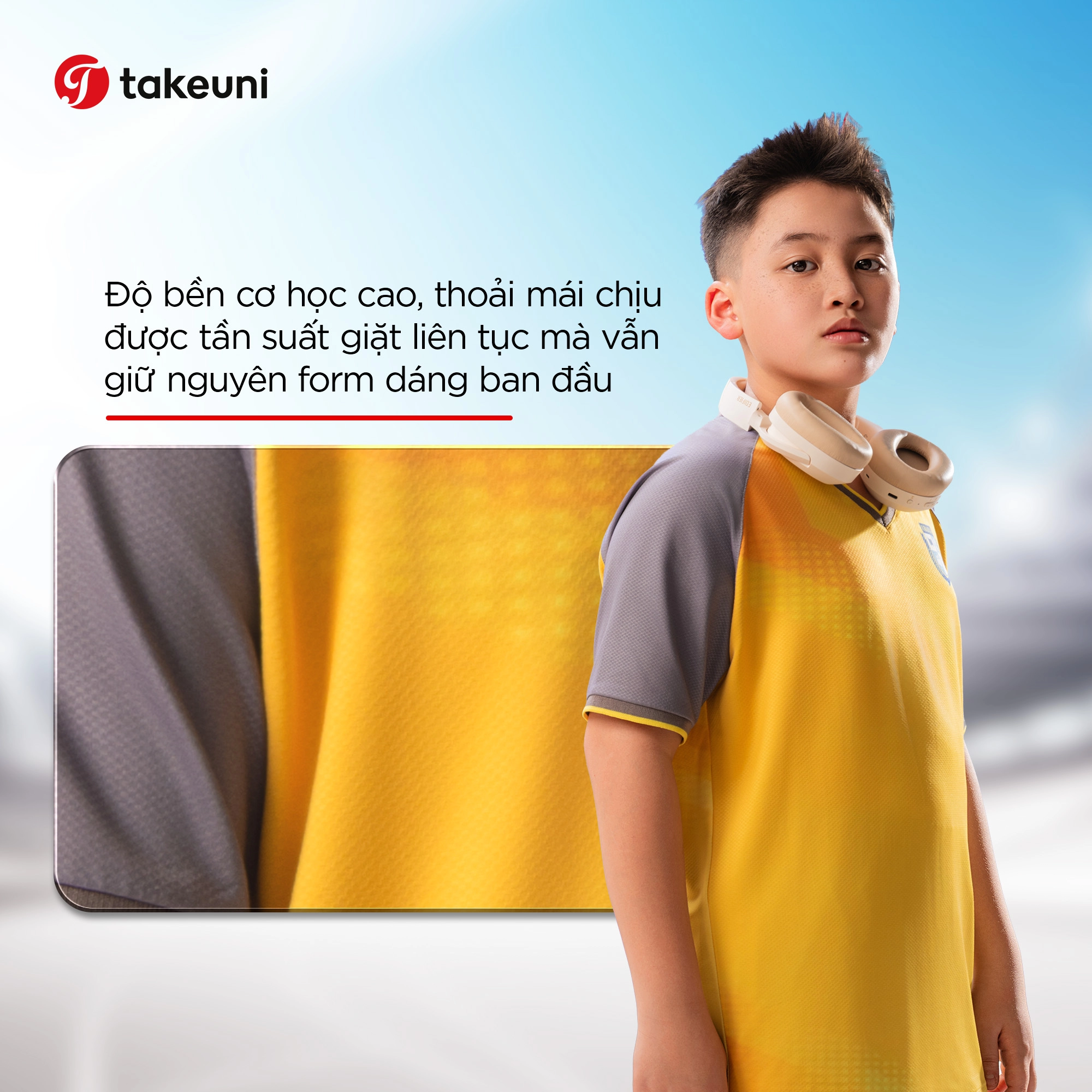 Đồng phục thể thao học sinh có độ bền cơ học cao từ TakeUni