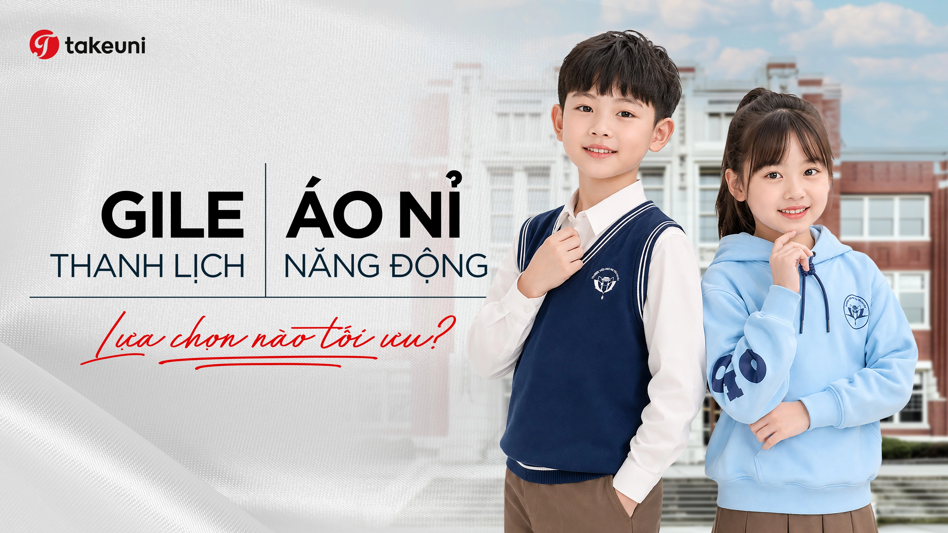 Đồng phục thu đông học sinh áo gile thanh lịch hay áo nỉ năng động TakeUni